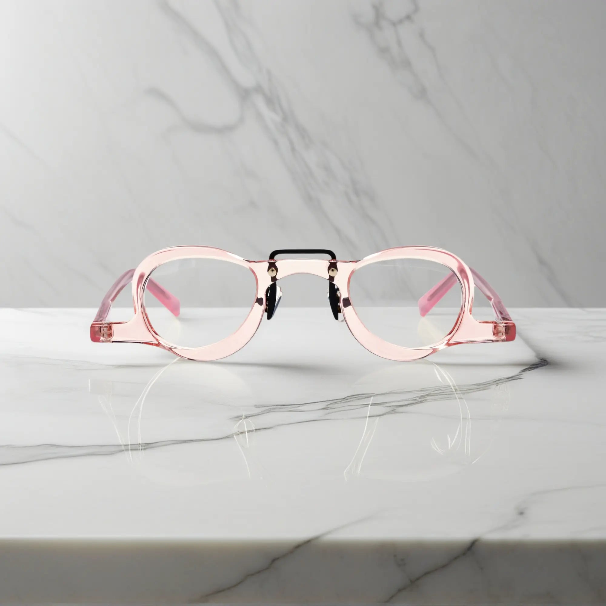 VoyueLens™ Baby Pink lightweight geometric eyeglasses front view